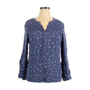 Sonoma Blue Ditsy Floral Crinkled Lightweight Tunic Blouse Size 1X